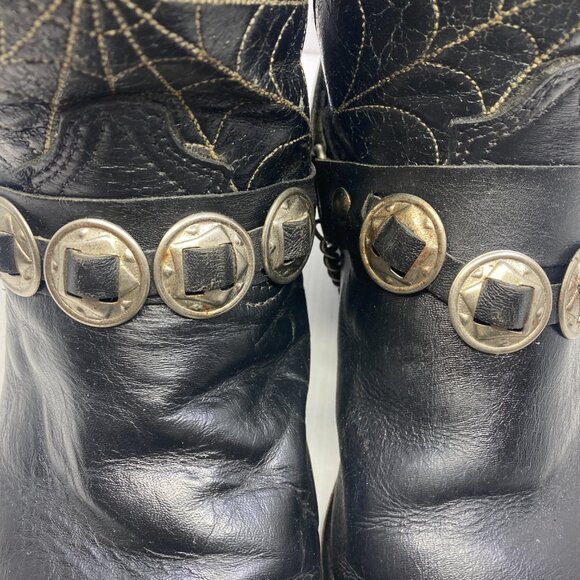 Vtg DURANGO western cowboy rockabilly harness metal tips cobweb mens sz 10 1/2EE - Picture 8 of 13
